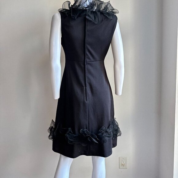 Vintage Black Little Black Dress w Ruffle Detail S - Picture 7 of 8